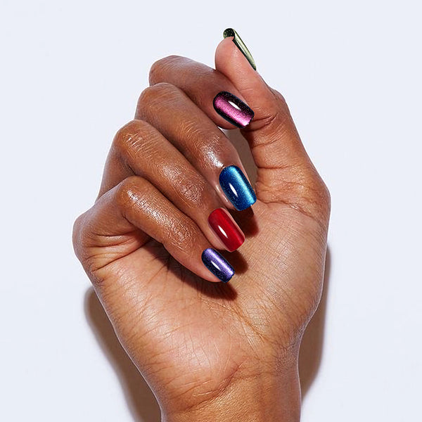 Cat Eye Press-On Nails Kit, 16 Sizes, Square, Short, Bold Styles for Special Occasions