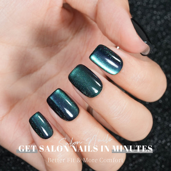 Jofay 32Pcs Cat Eye Nails. Short Square, 16 Sizes