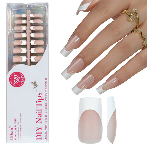 Jofay 320Pcs Brown French Rectangle Nails. 16 Sizes