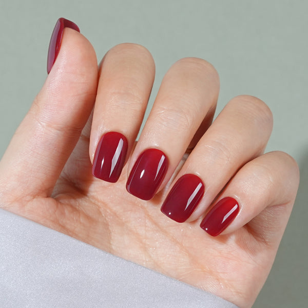 Wine Red Square Press-On Nails, 32 Pcs, Daily Wear or Special Occasions