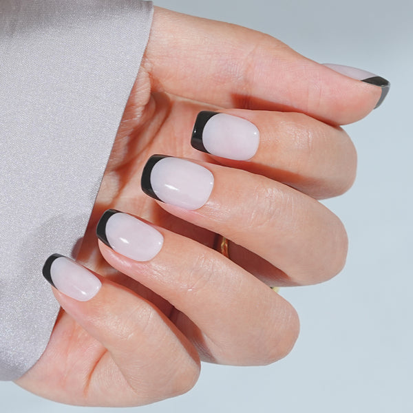 Gothic Square Black Halloween Press On Nails in 16 Sizes - 32 PCS Soft Gel Kit