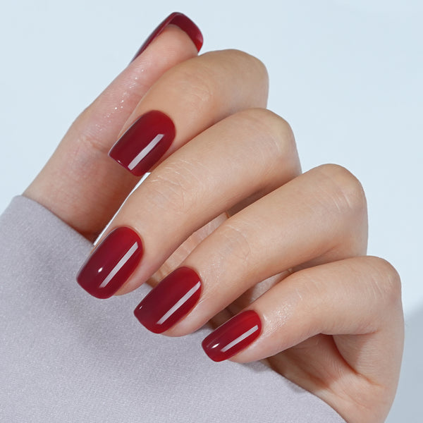 Square Press-On Nails, Short, High-Gloss Finish, Durable and Elegant